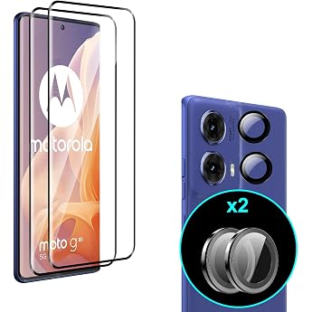 Pack of 4 3D Screen Protectors for Motorola Moto G85 [2 Pieces] Tempered Glass and [2 Pieces] Camera Screen Protector [9H Hardness Protection Glass] [HD Screen Protector] [Anti-Scratch]