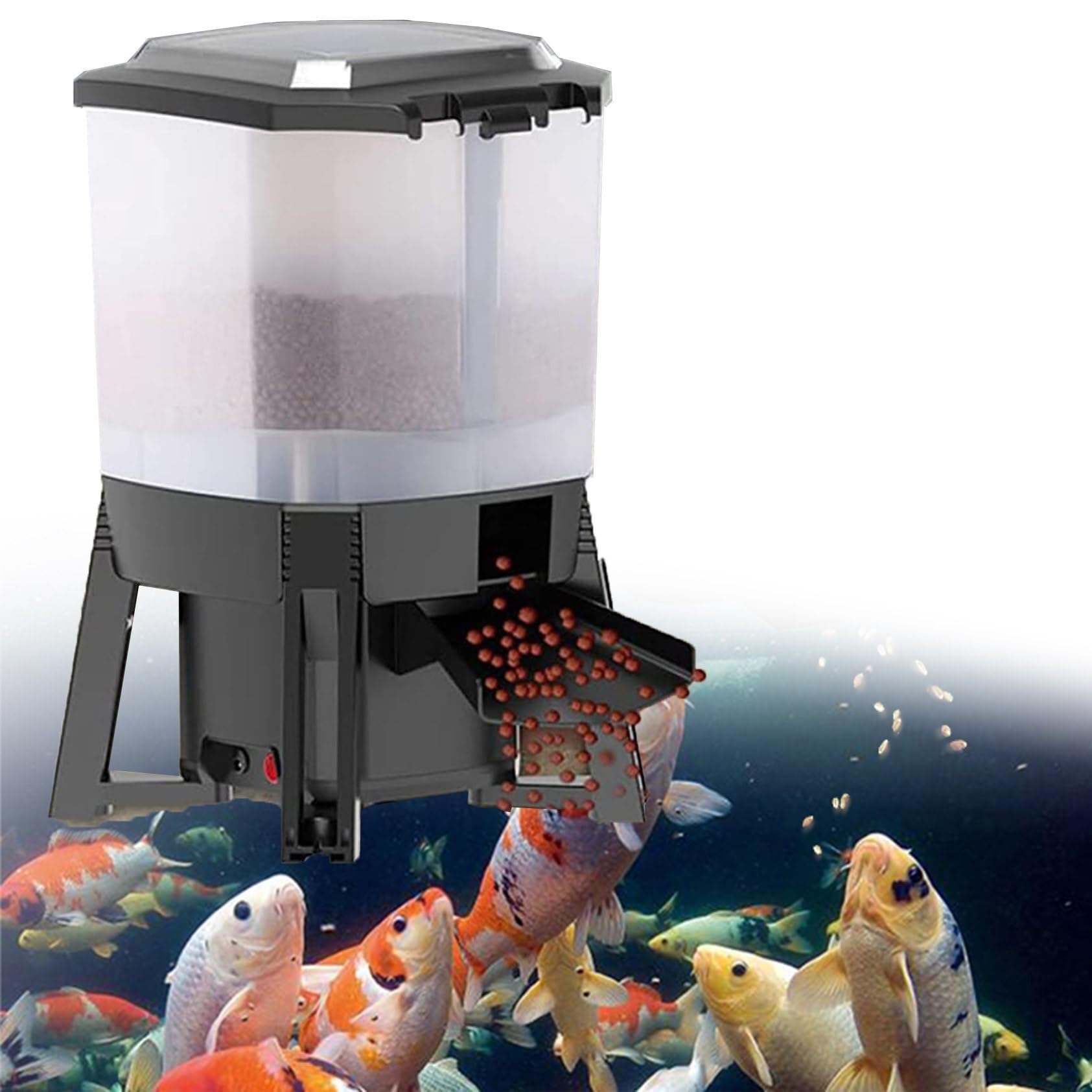AWAYDD Electric Fish Food Dispenser, Automatic Fish Feeder, Solar Automatic Fish Feeder with LCD Automatic Food Dispenser, Digital Vacation Timer Feeder for Aquarium or Fish Tank