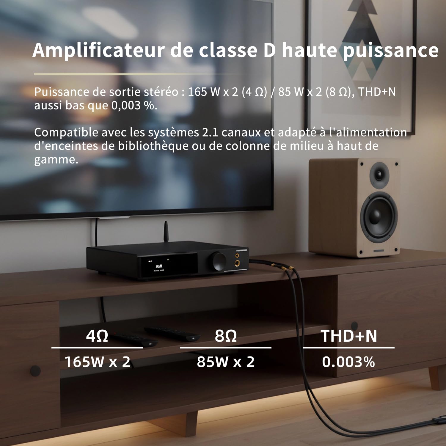 SMSL AO300 Pro DAC Amplifier | Amplificateur stéréo 2.1 de 165 W MA5332MS avec DAC MQA, entrées USB/Coax/Opt/RCA | Amplificateur Casque Hi-FI 4,4 mm/6,35 mm, Noir