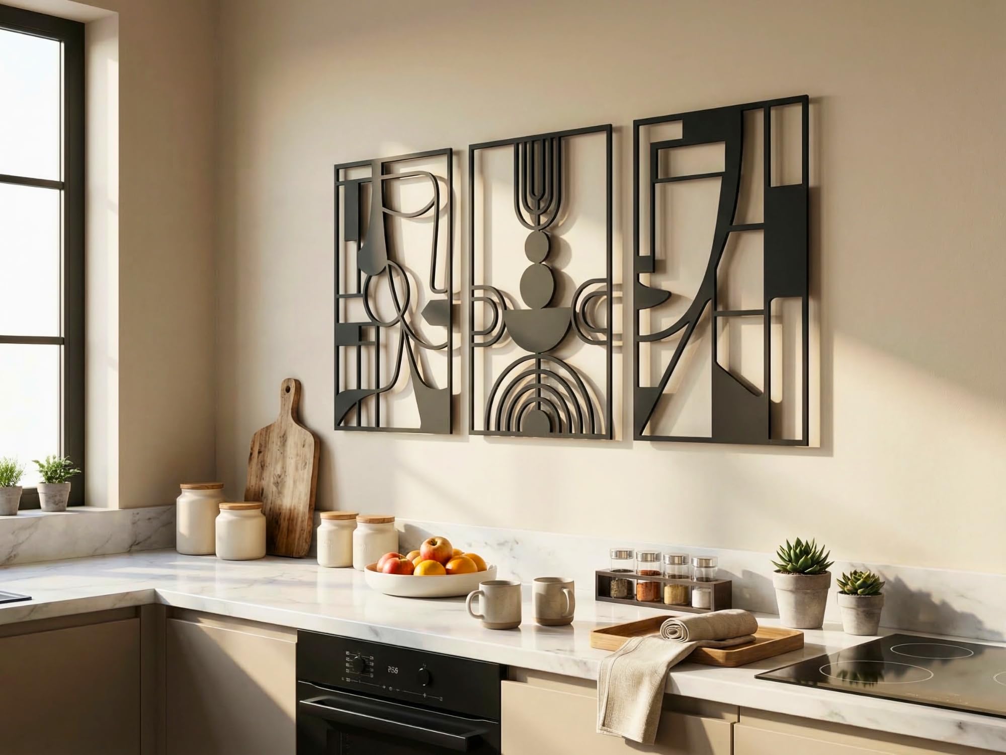 VAILLA - Juego de 4 flores decorativas de pared de madera, diseño floral, decoración 3D para dormitorio, sala de estar y cocina, Pablo Picasso