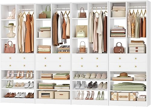 Vista 15 de Sistema de armario pequeño, sistema organizador de armario de 28 pulgadas/2.3 pies con cajones y estantes, sistemas de armarios para armarios Blanco