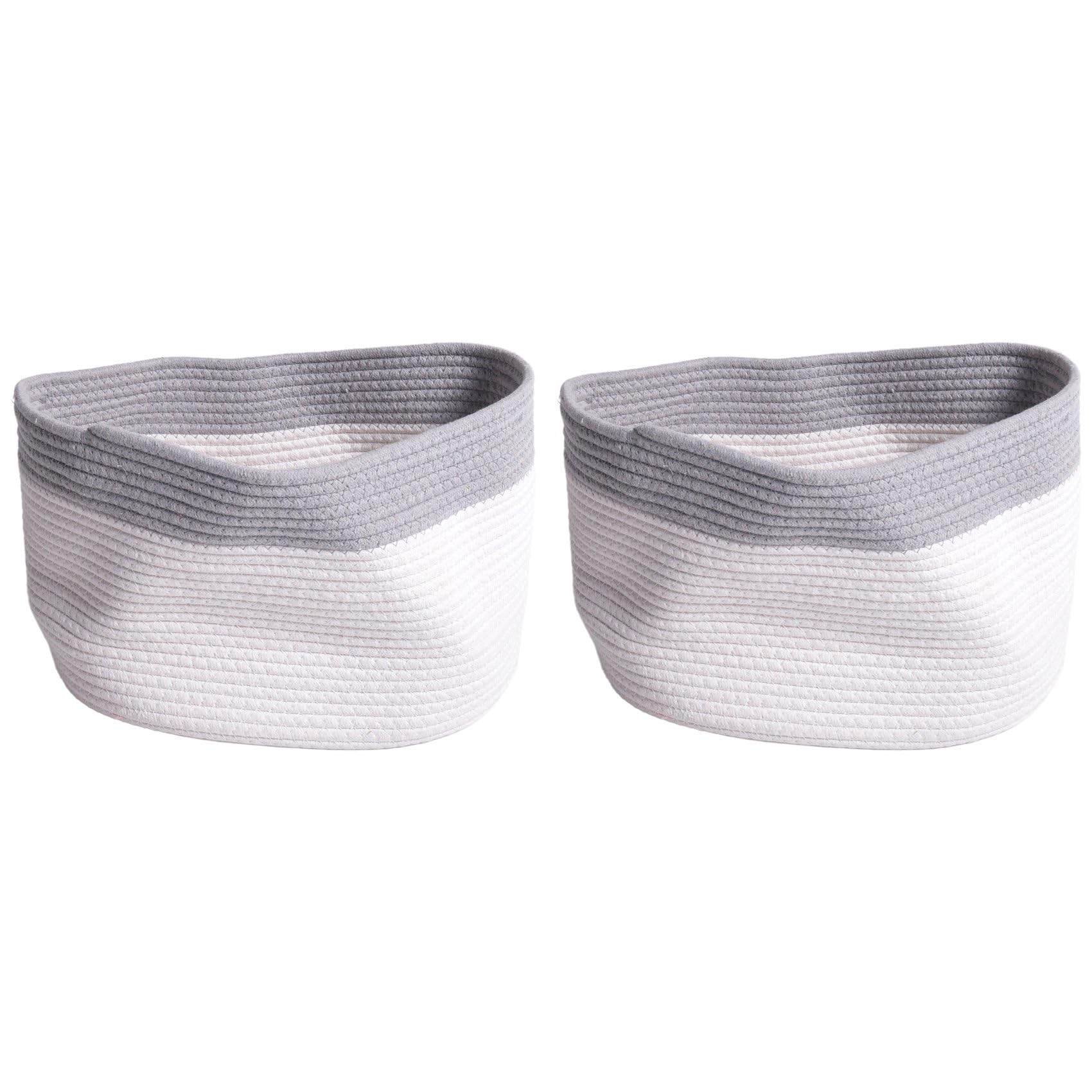 Hndhbfgrt 2X Cotton Rope Storage Baskets Bin Storage Square Organizer Foldable Decorative Woven Basket with Handles, D