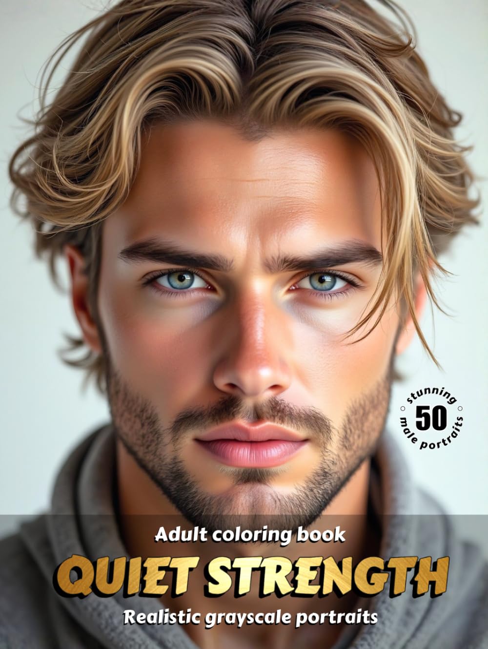 QUIET STRENGTH – Adult Coloring Book | Realistic Grayscale Male Portraits | for Relaxation and Mindful Creativity: English Edition (Colorful Adventures)