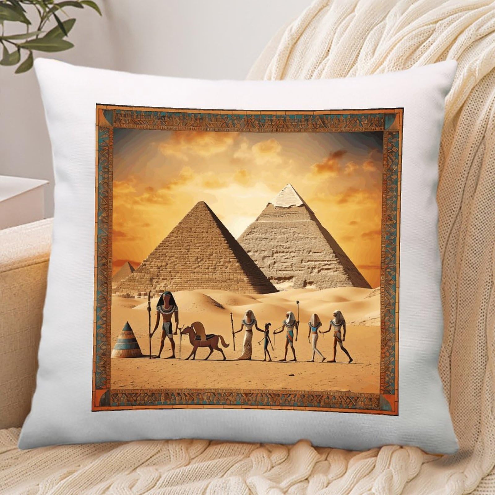 VstaDank Ancient Egypt Throw Pillow Covers Square Cushion Cases with Zipper Soft Cotton and Linen Pillowcase Luxury Cozy Pillows Shams Lumbar Pillow Shells for All Seasons