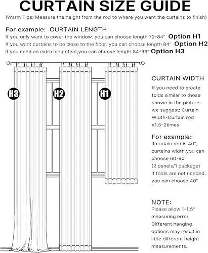 Miniatura 8 de Cortinas 100% opacas para dormitorio, con aislamiento térmico, cortinas de ventana para oscurecer la habitación, 84 pulgadas (7 pies), 2 paneles,