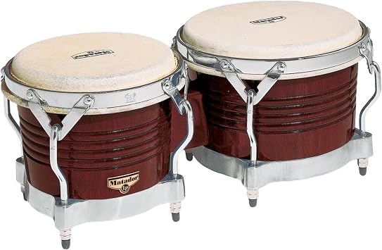 Latin Percussion M201-ABW LP Matador Wood Bongos - Almond Brown/Chrome 8.625-inch