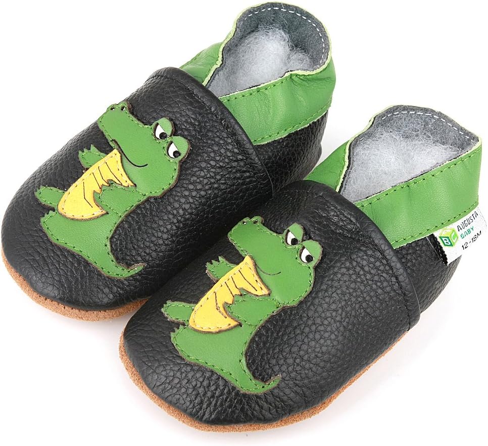 Baby Boys Girls First Walker Soft Sole Leather Baby Shoes - Alligator boy - EU Size 21
