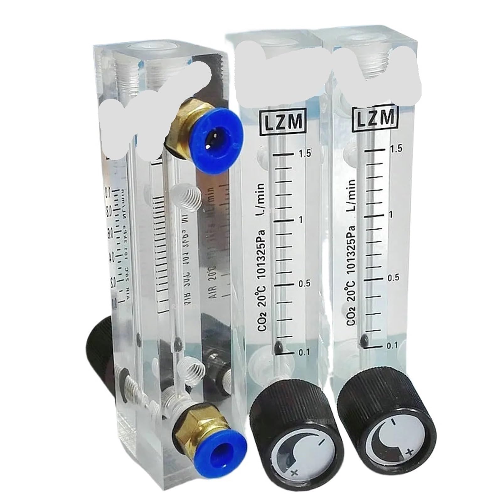 Rotametr CO2 0.1-1 0,1-1,5 0,2-2 LPM LZM-6T z zaworem sterującym, rura 6 8 10 mm, 1 szt. (6 mm Push In, 25-250 ml Per Min)