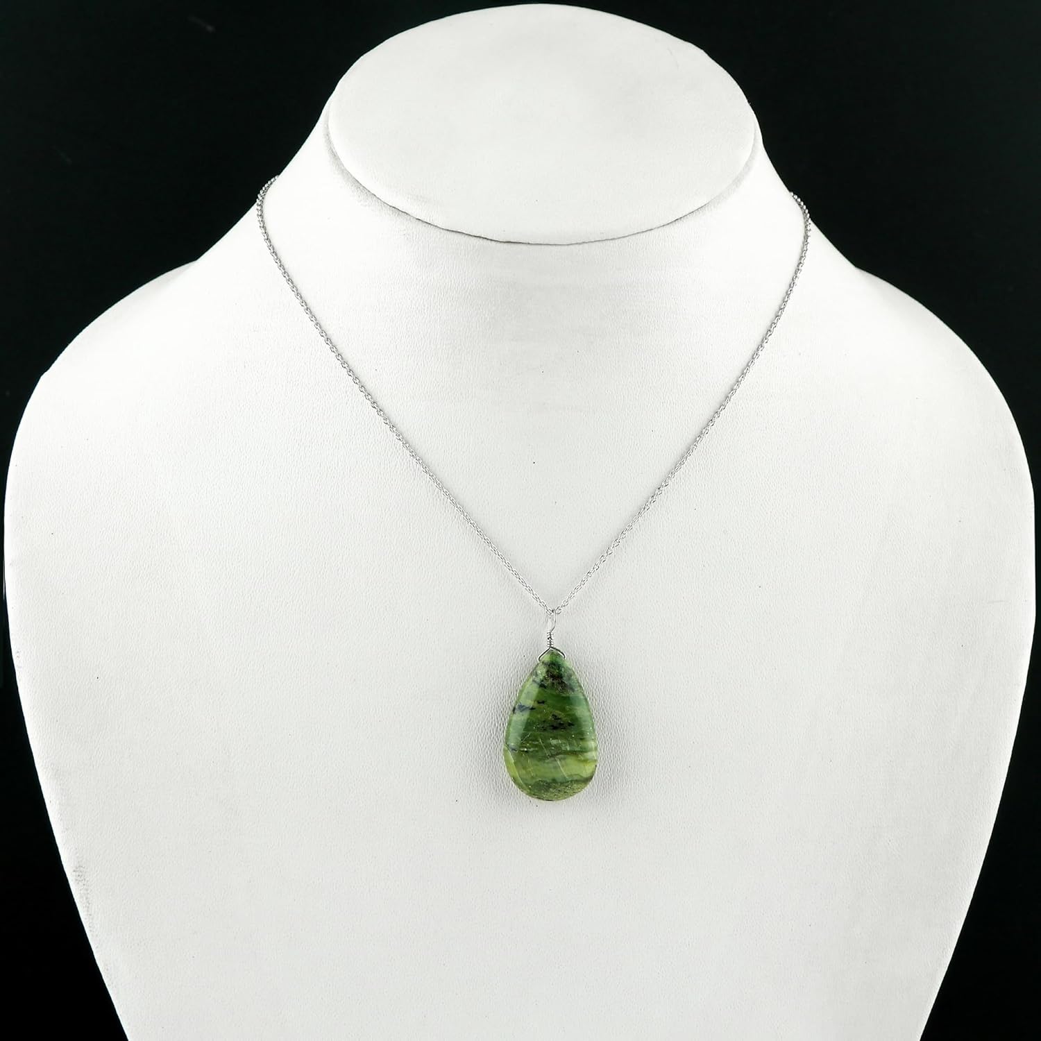 CRYSTALIS Natural Green Opal Gemstone Pendant Necklace, High Grade Polished Onion Crystal, Chakra Healing Cabochon, Gift Giving Women Jewelry, Dainty 925 Sterling Silver Chain 18 inch - Image 5