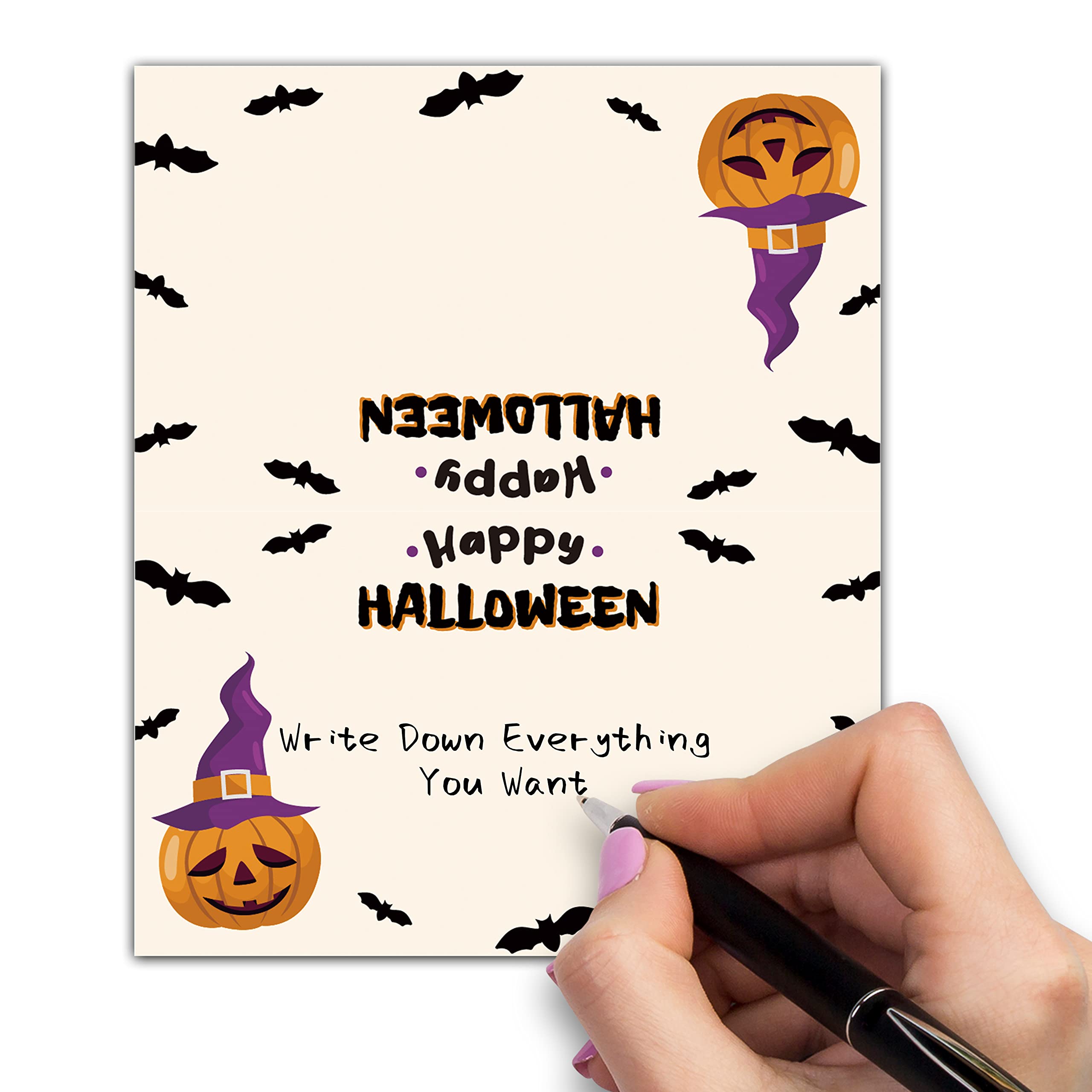 50 Stück Halloween Tischkarten Mit Kürbis Motiv - Faltbare Namenskarten Für Party