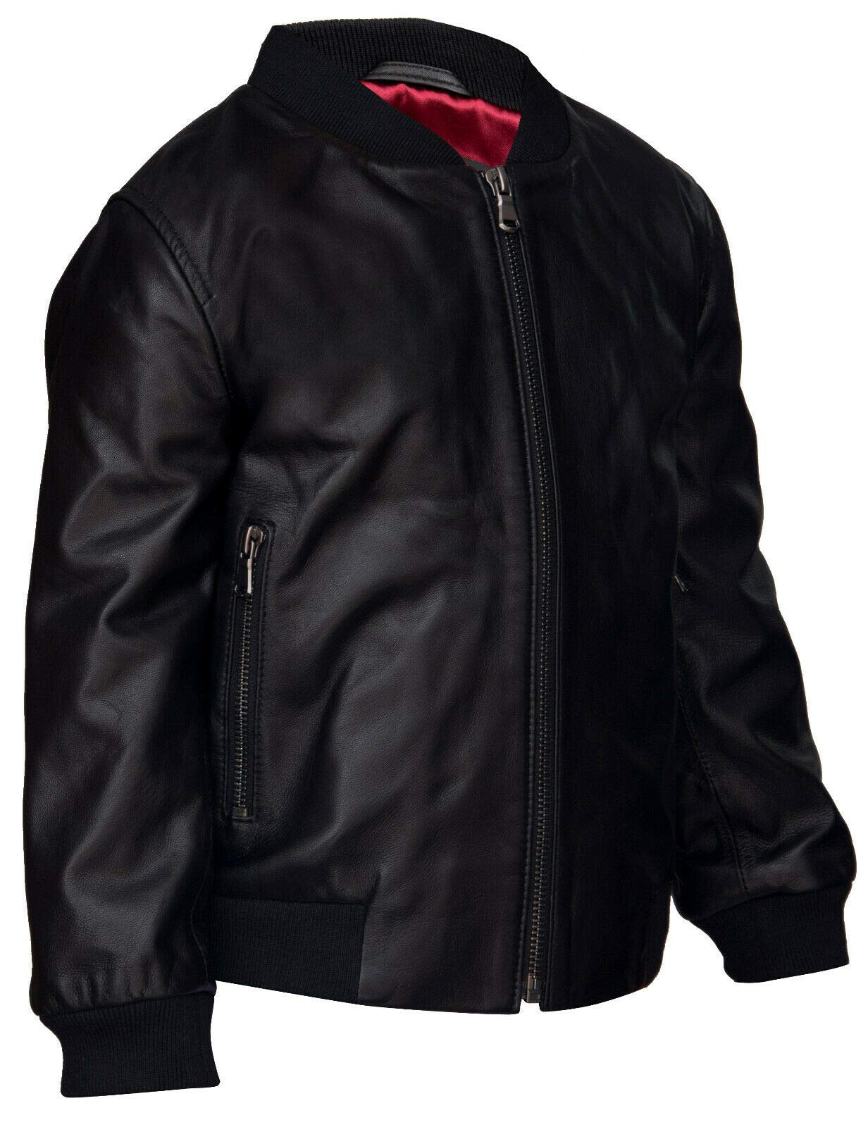 Infinity Leather Giubbotto Bomber in Pelle da Baseball per Bambini Unisex da Ragazzi (1-13 Anni)