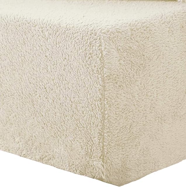 Oceanevo Teddy Sherpa Fleece Fitted Sheet Soft and Cozy Bedding- Fluffy Deep Thermal Warm Fitted Bed Sheets (Cream, Single)