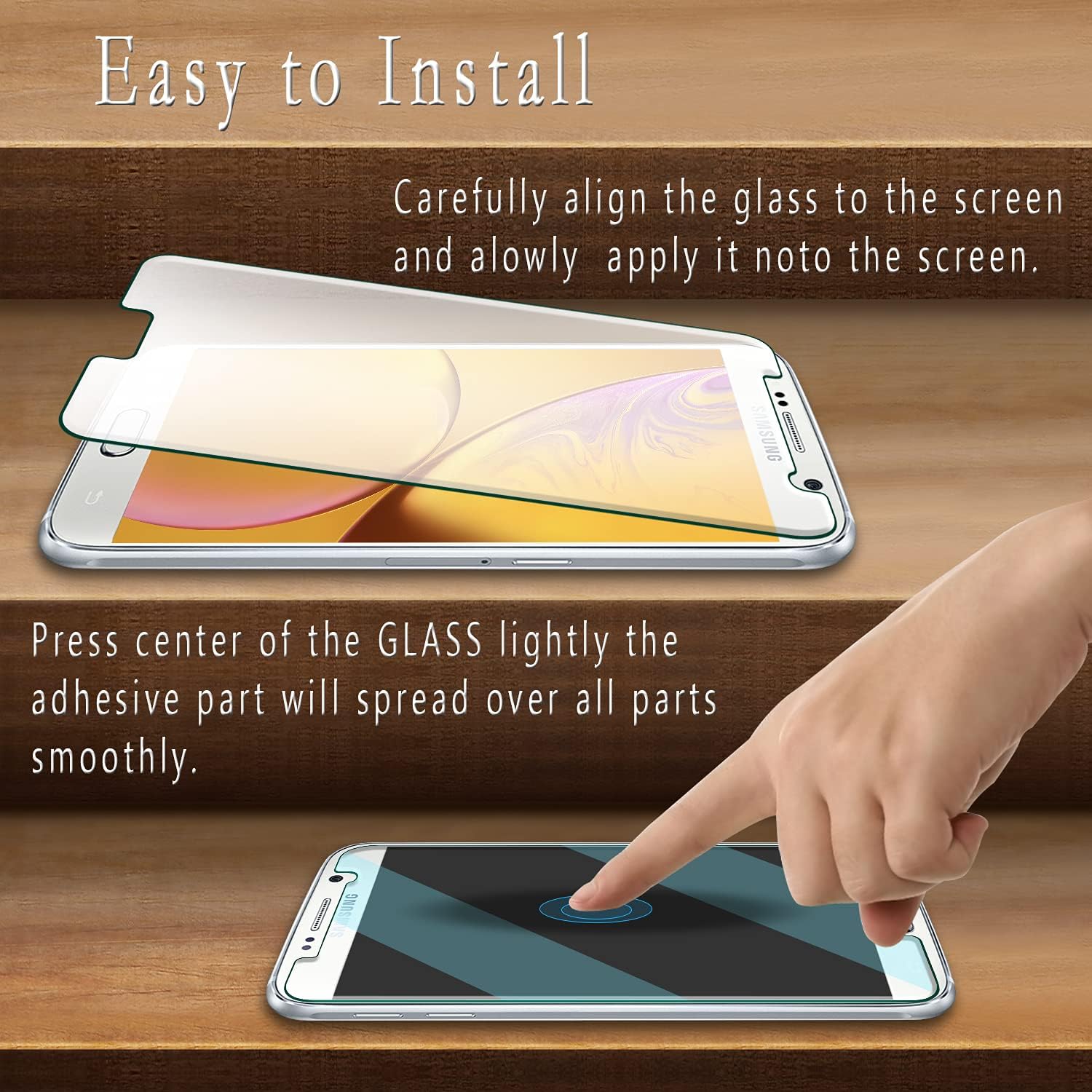 HPTech 2-Pack Tempered Glass For Samsung Galaxy S6 Screen Protector, Easy to Install, Bubble Free, 9H Hardness