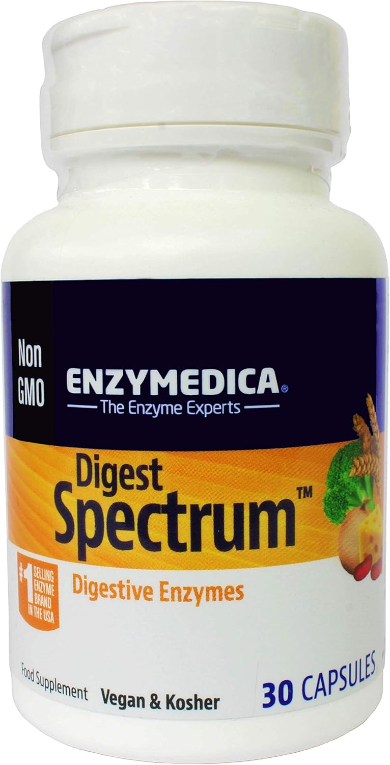 Enzymedica Digest Spectrum, Enzymes for Multiple Food Intolerances, Breaks Down Problem Foods, 30 Capsules : Health & Household