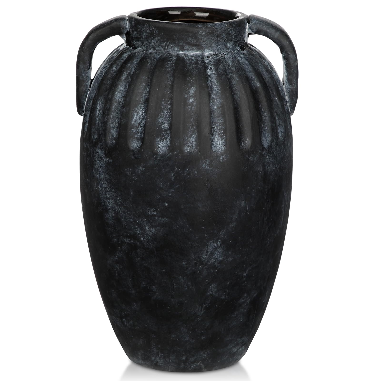 Jarrones vintage con asas, jarrón de cerámica hecho a mano, jarrón de terracota, jarrón de mesa de cerámica para decoración de salón, oficina en casa, jarrón para hierba de Pampas, decoración rústica