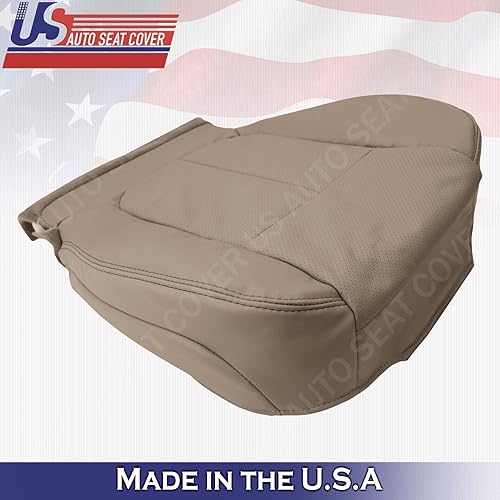 Miniatura 5 de Cubierta de asiento de cuero perforada inferior del conductor Camel Tan 2009 2010 para Ford F150 Lariat