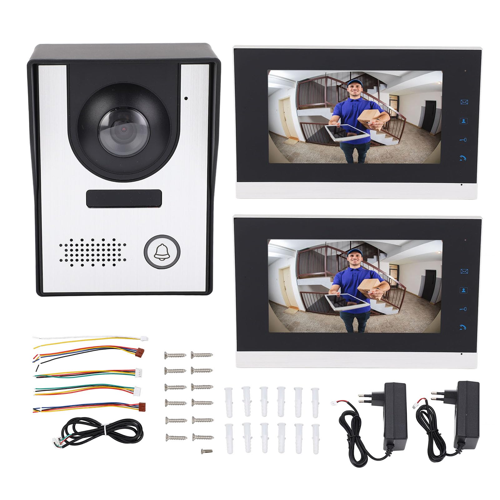 Luocute Videocitofonico Cablato, Schermo LCD a Colori 7 Pollici (Spina UE AC100-240V)