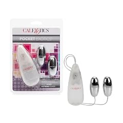 CalExotics Pocket Exotics Wired Remote Double Bullet Vibrator - Sex Toys for Couples - Adult Vibe Eggs Massager