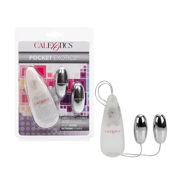 CalExotics Pocket Exotics Wired Remote Double Bullet Vibrator - Sex Toys for Couples - Adult Vibe Eggs Massager