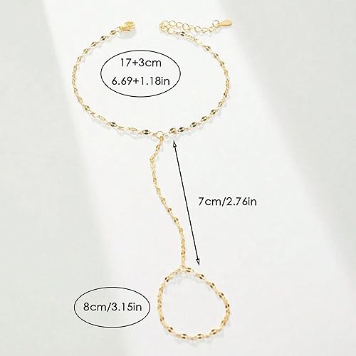 Miniatura 6 de Pulsera de Mano Cadena Anillo de Mano Cadena de Mano Delicada Anillo de Dedo Pulsera Esclava Zircón Joyería de Mano Regalos para Mujeres Rellenos de