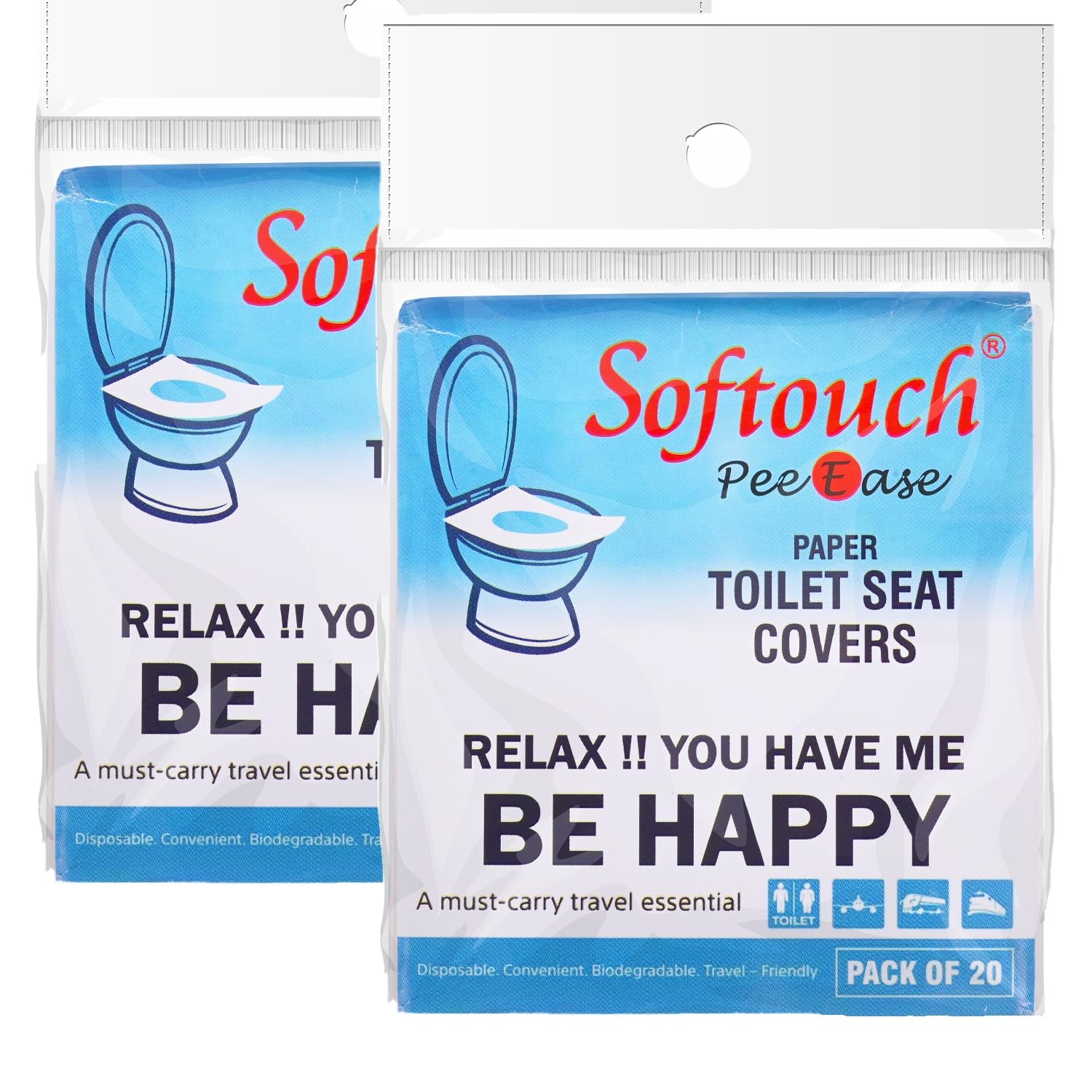 Softouch Disposable Toilet Seat Covers | 20 Sheets Set of 2 | Total 40 Sheets | Portable Hygiene Protection | Ideal for Travel, Home, Public Restrooms