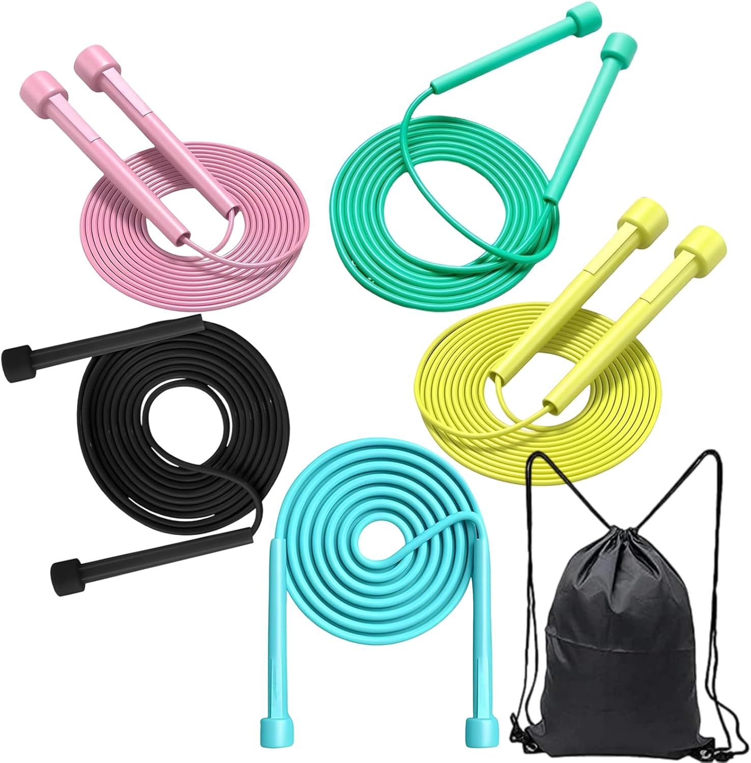 5P Adjustable Jump Ropes, Tangle-free Lightweight Speed Jumping Ropes, Long 9.2Ft Jump Rope for Fitness, Workout, Schools Exercise, Training, Skipping Rope for Kids Girls Boys Men Women