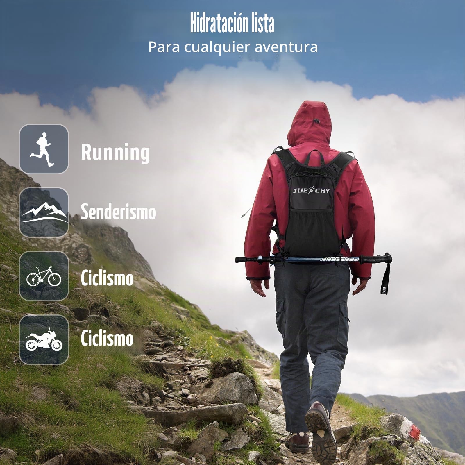 Jueachy Chaleco Hidratacion Trail Running: Mochila Hidratacion Bolsa De Agua 2l Chaleco Running Hombre Mujer para Trail Senderismo Maratón MTB Ciclismo