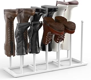 Boot Rack, 19.5 Inches Boot Rack Organizer Tall Boots, Stainless Steel Boot Storage Holder, Free Standing Boot Racks for 6 Pairs Entryway, Closet, White