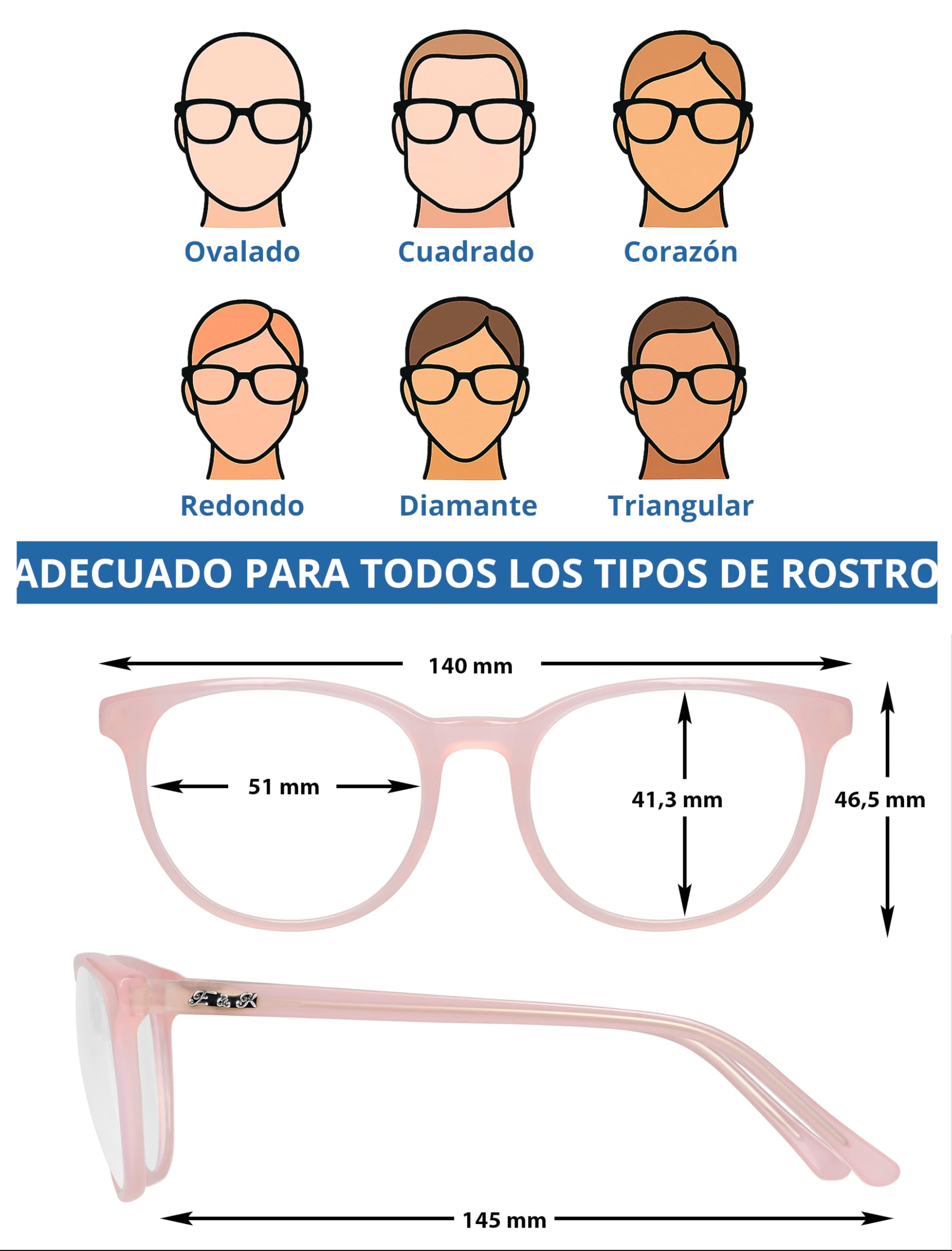 Edison & King Gafas presbicia Mujer - anti luz azul - Christales premium - „Soulmate“