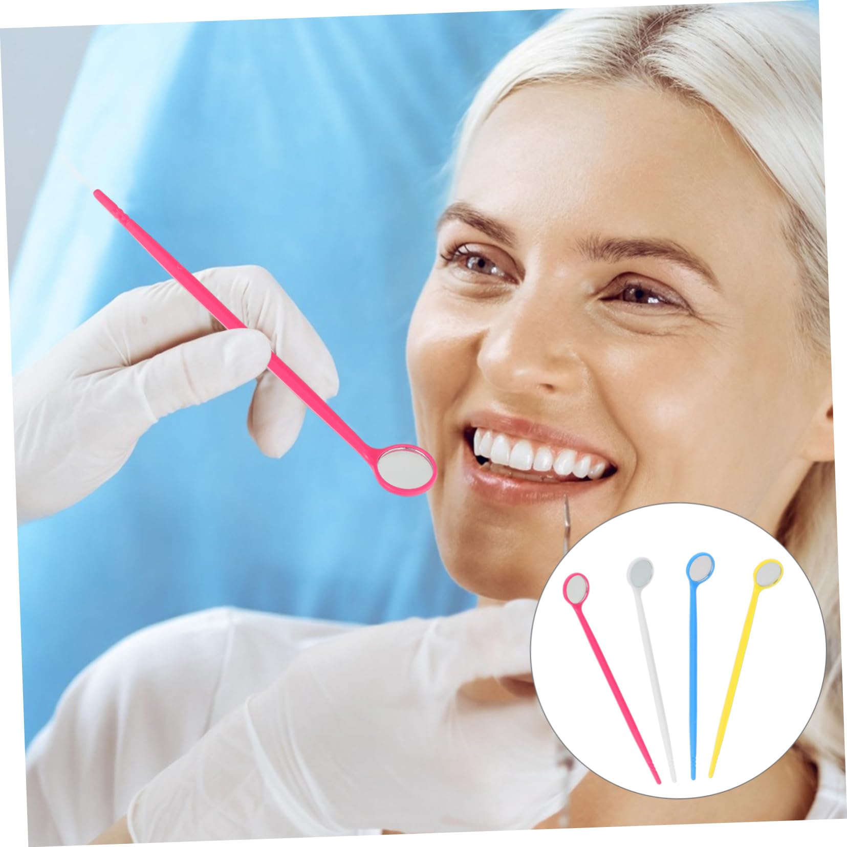 MAGICLULU 3 Set Specchietti Usa E Getta A Forma Di Dentista Adulti Attrezzo Orale Kit Con Specchi Per Esami Orali Specchi Orali Specchietti Di Ispezione Plastica 20 Pezzi*3