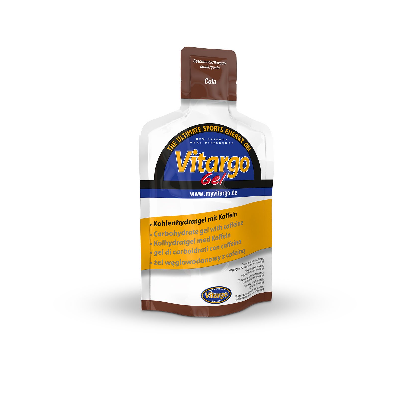 Vitargo Gel - 24 x 45g - Cola • Preparato alimentare in forma di gel per bevanda dietetica a base di carboidrati con caffeina, adatta agli sportivi per il bilanciamento energetico