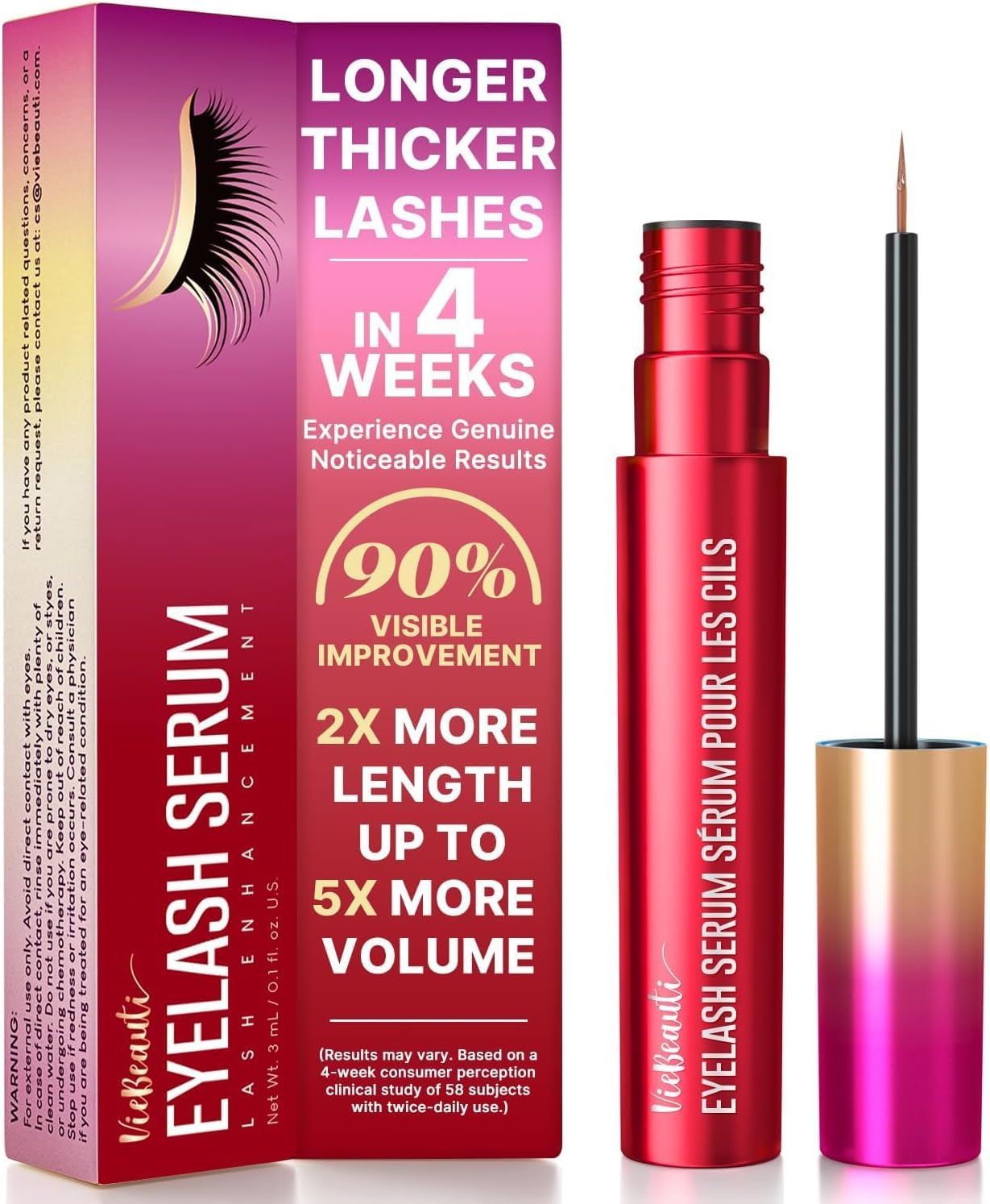 VieBeauti Eyelash Serum for Daily Lash Care, Gentle PGA-Free Lash Conditioning Serum to Support Healthier Looking Lashes, Vegan & Cruelty-Free