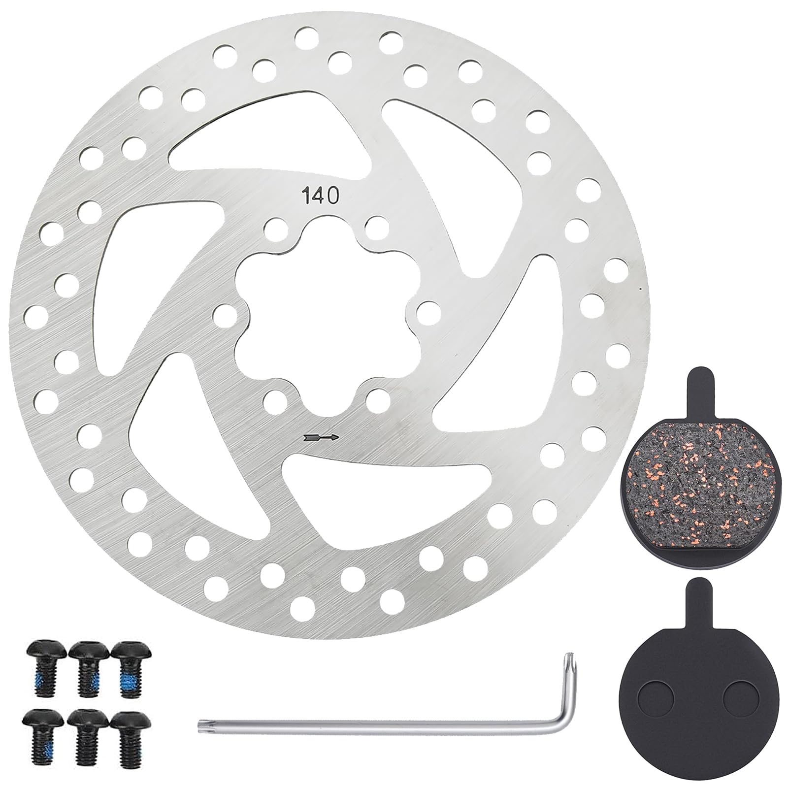 140mm Tarcza Rowerowa Tarcza Hamulcowa Wirnik, Tarcza Hamulcowa Ze Stali Nierdzewnej z 6 Śrubami, dla Segway Ninebot F20 F25 F30 F40, KUGOO M4 / M4 Pro
