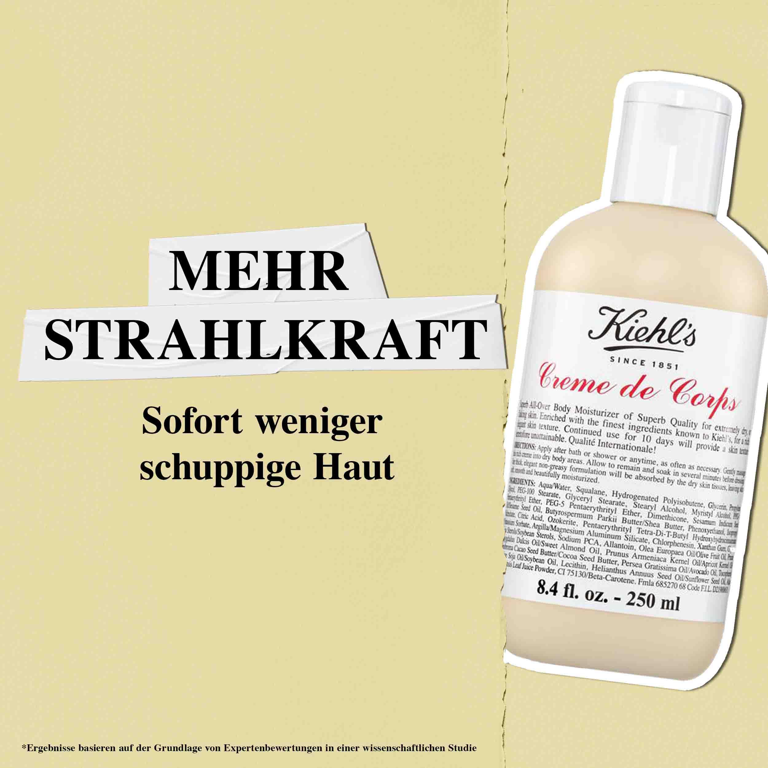 KIEHL'S Creme de Corps, reichhaltige, nicht fettende Körpercreme für trockene Haut, feuchtigkeitsspendende Körperpflege mit natürlichen Inhaltsstoffen