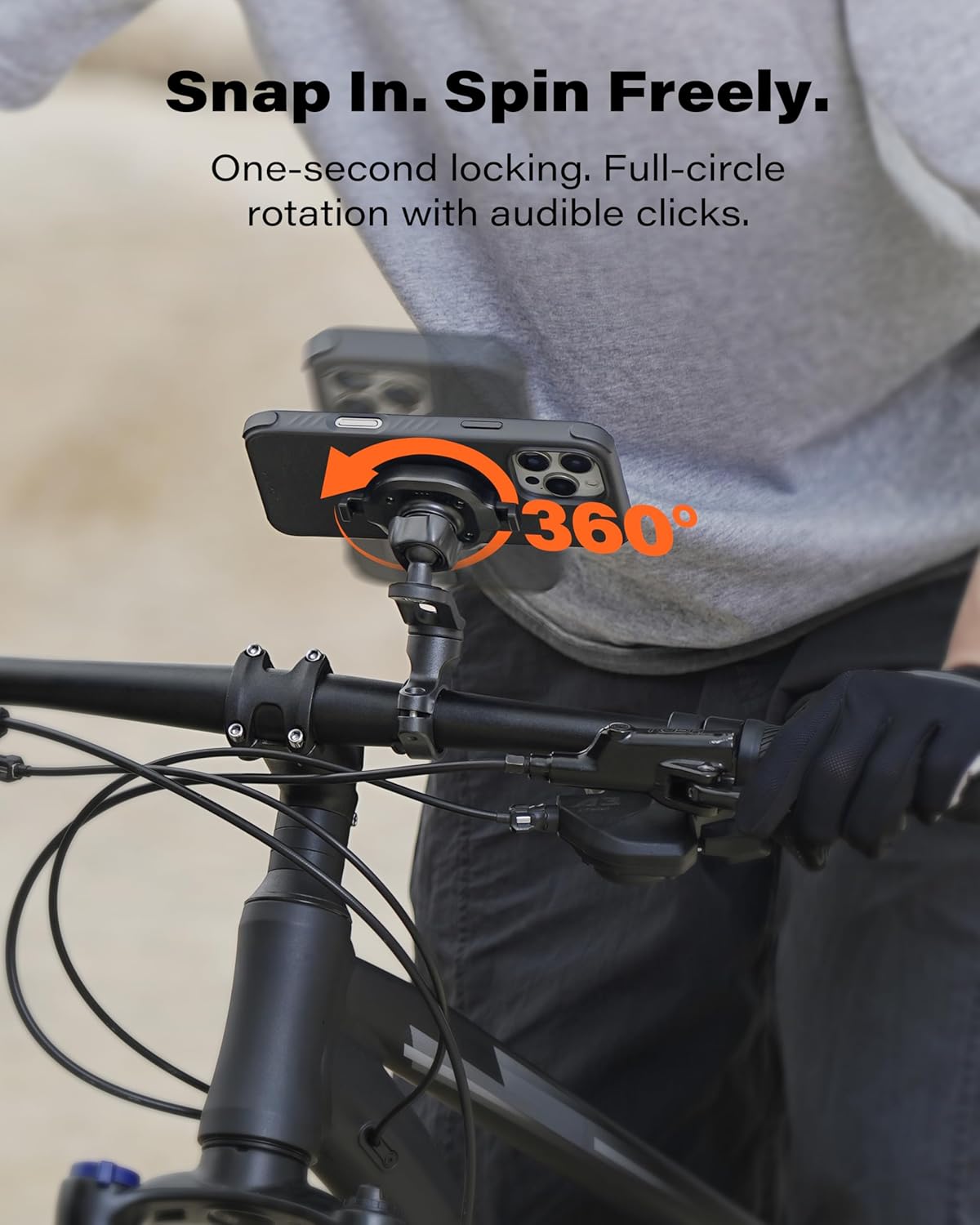 A2C One-Lock Ultra-Safe Bike Phone Mount Kit with MagSafe Case for iPhone 15 Pro Max – 1s Lock & Release, 360° Rotatable Aluminum Handlebar Holder, Never-Drop Design for MTB, Road & Trail Cycling