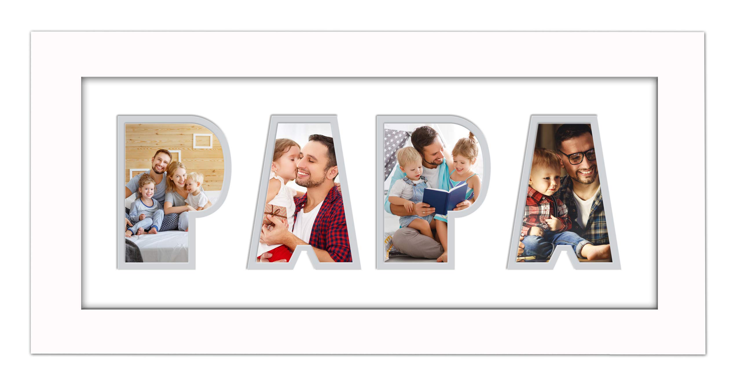 Photos In A Word White Finish Frame White Mount Grey Inside Papa Photo Frame Word Photo Frame 1247-Bb (White Finish Frame White Mount Grey Inside)