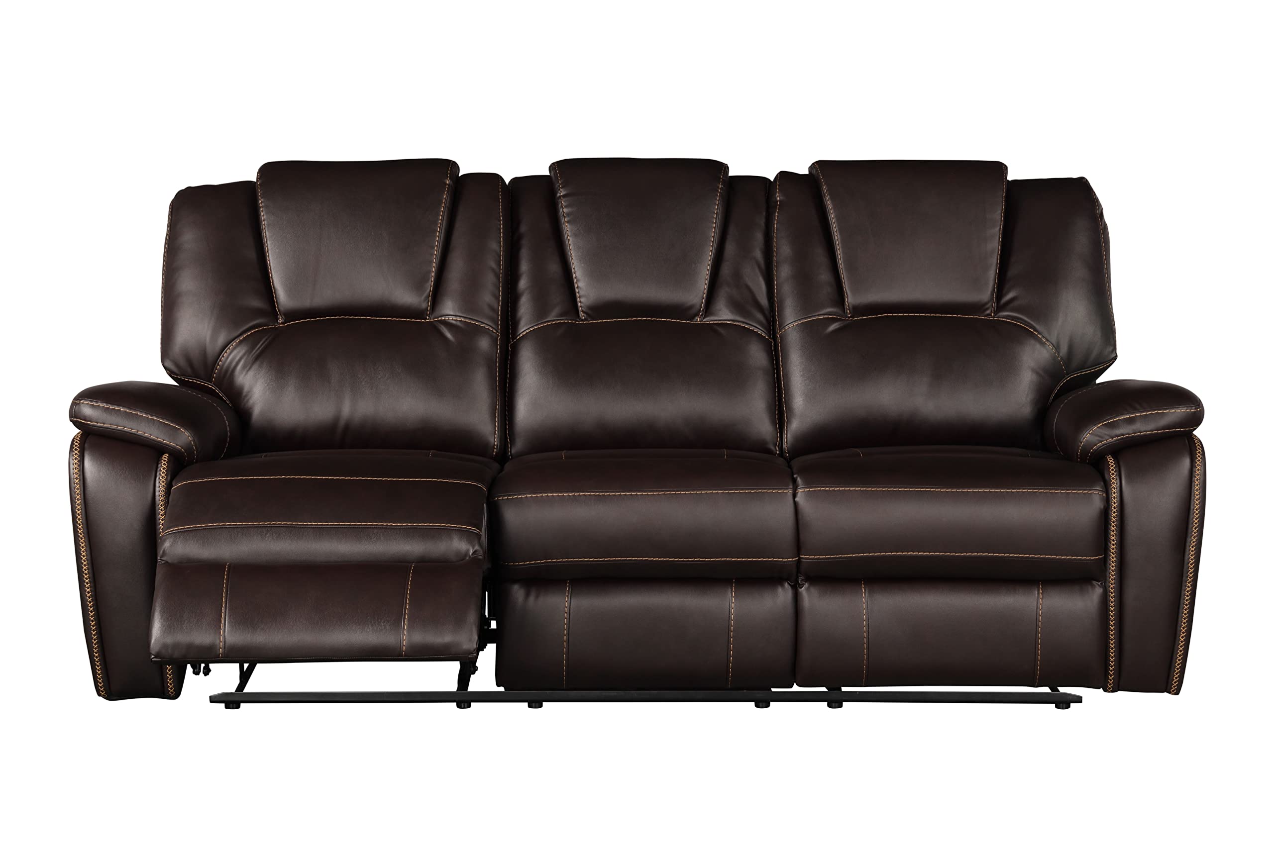 Tiokean 3 Pieces Living Room Furniture,Sofa+Loveseat+Chair,Reclining Couch for Home/Office,Brown view 2