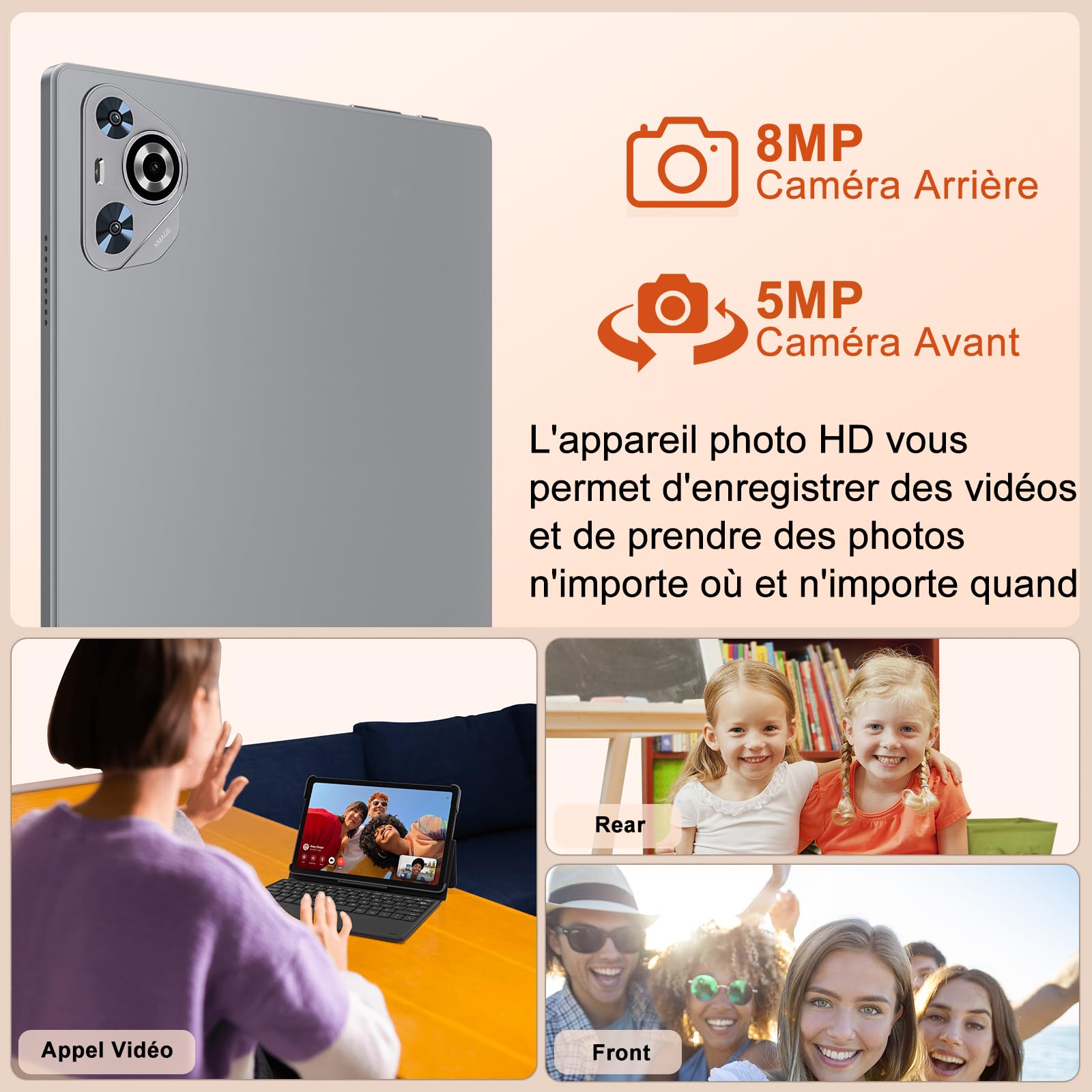 Dghrti 2025 Newest Tablet 10 pollici Android 14, 22(6+16) GB RAM+128GB ROM/TF 2TB, 8-Core, 8000mAh, GPS, Face ID, Widevine L1, BT5.0, 8MP+5MP, WLAN 6, Controllo Parentale, Tastiera, Mouse, Gray