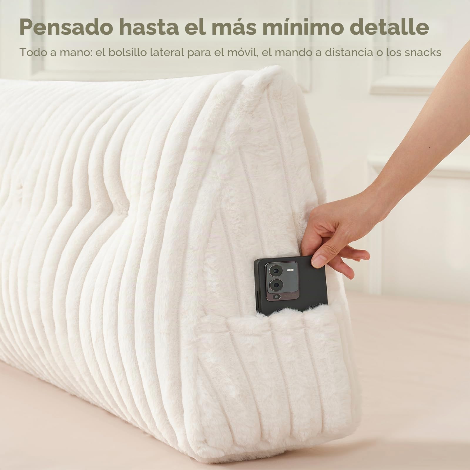 Z-Hom Cojín para Libros, cuña, cojín de Lectura para Cama y sofá, cojín de Espalda, práctico Compartimento Lateral, Cubierta extraíble, con Almohada Redonda (Variedad de Fibra Larga 150 * 50 * 20cm)