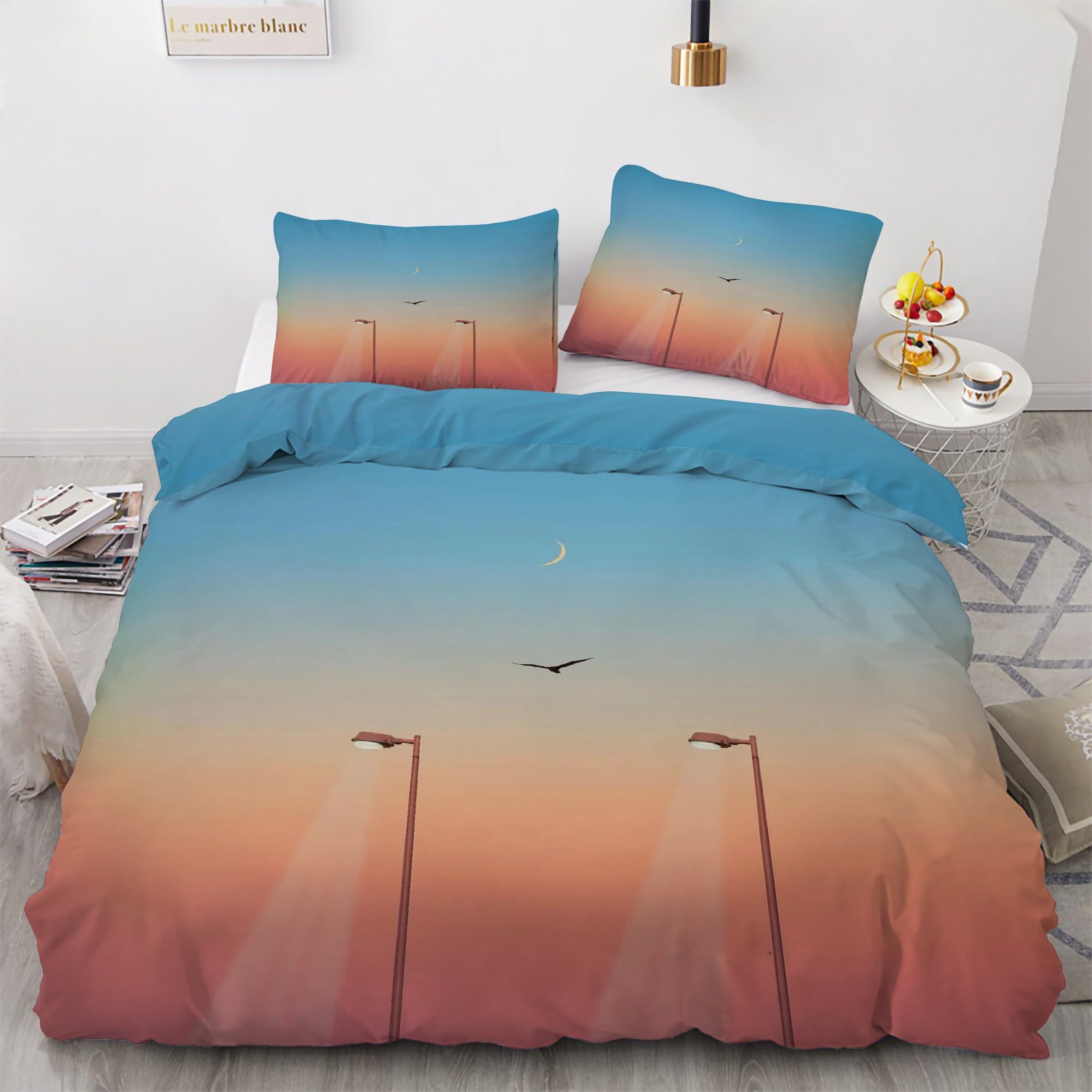 Parure de lit 220x240 avec fermeture éclair pratique et housse de couette microfibre