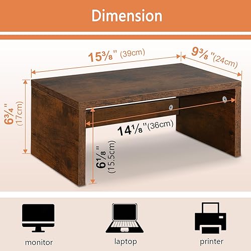 Miniatura 5 de TEAMIX Elevador de monitor superior de 6.7 pulgadas, elevador de monitor con almacenamiento para escritorio, soporte para monitor pequeño, TV,