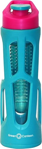 Green Canteen Botella de hidratación de vidrio de 18 onzas, cianrosa
