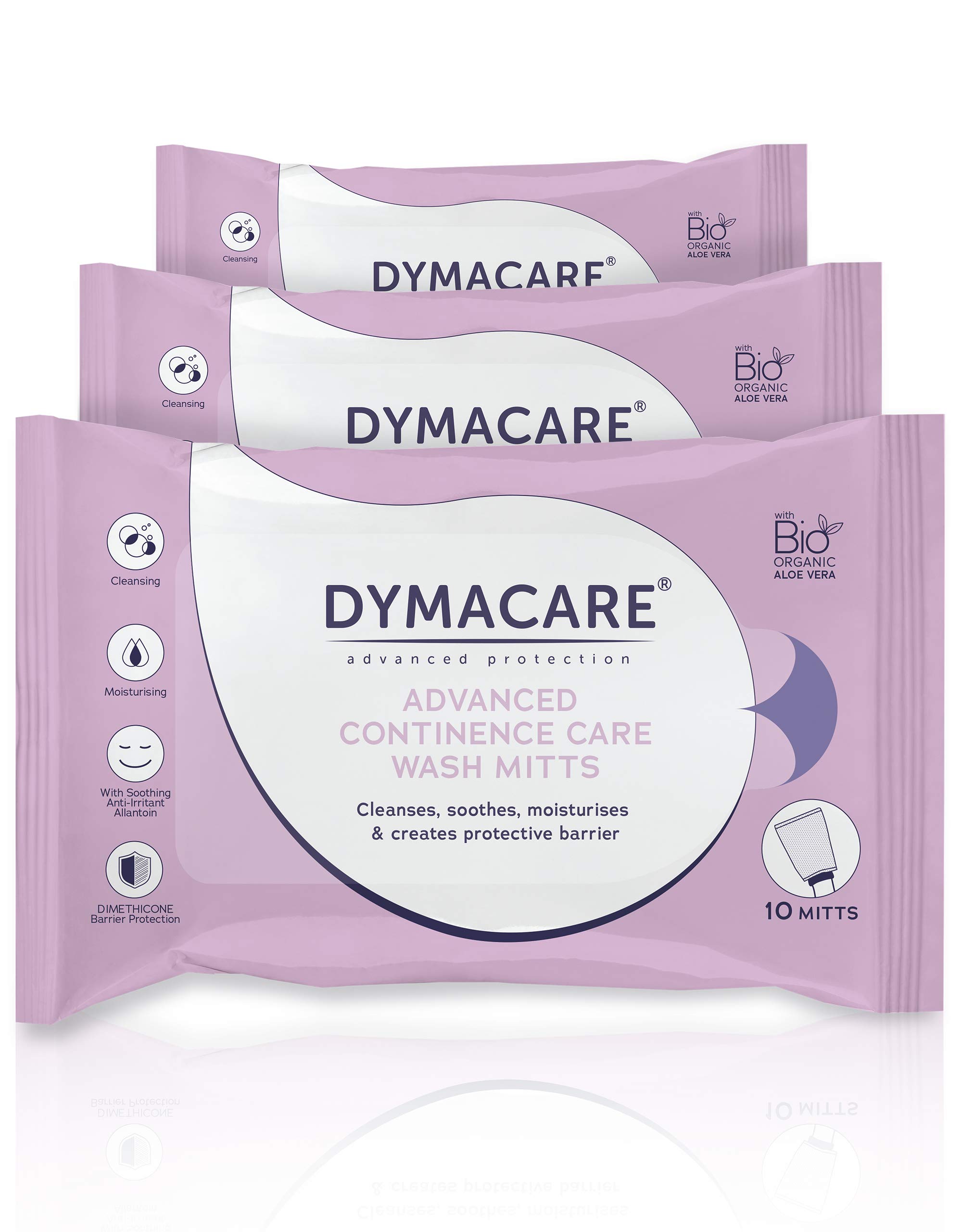DYMACARE Advanced Continence Care Lot de 3 gants de nettoyage jetables sans parfum pour incontinence avec protection barrière