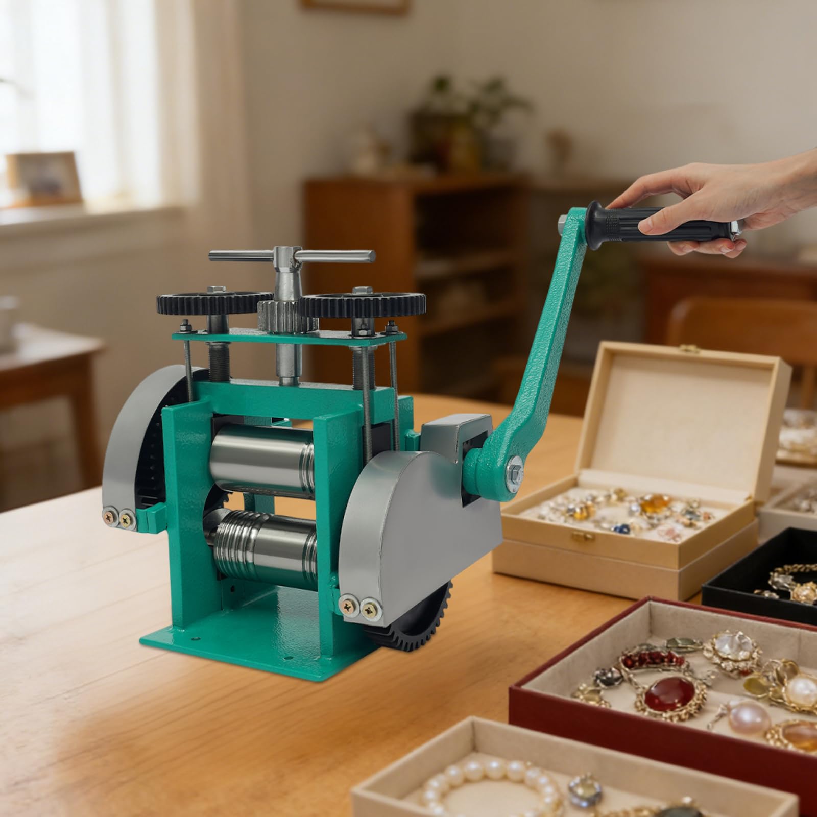 hongward Rullo per gioielli manuale 3 in 1, piegatrice per anelli, strumento manuale per gioielli e goffratura, strumenti per la creazione di gioielli in oro e argento, riparazione e fai da te