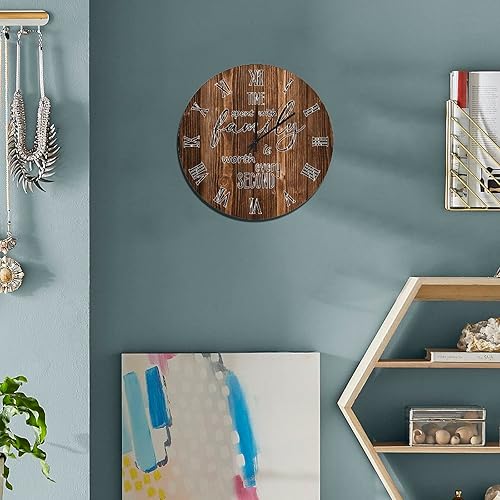 Miniatura 130 de UFunhome Reloj de pared de madera con cita familiar, el tiempo que pasa con la familia vale la pena cada segundo, reloj colgante redondo, funciona