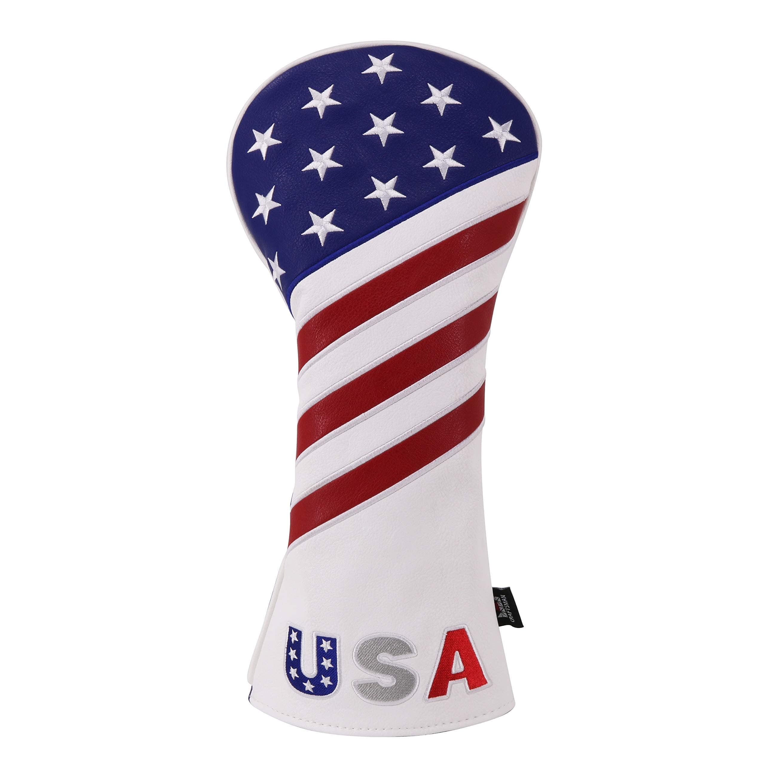 Craftsman Golf Red/White/Blue USA Flag Driver Fairway Wood Hybrid Cover Headcover Blade Mallet Putter Cover