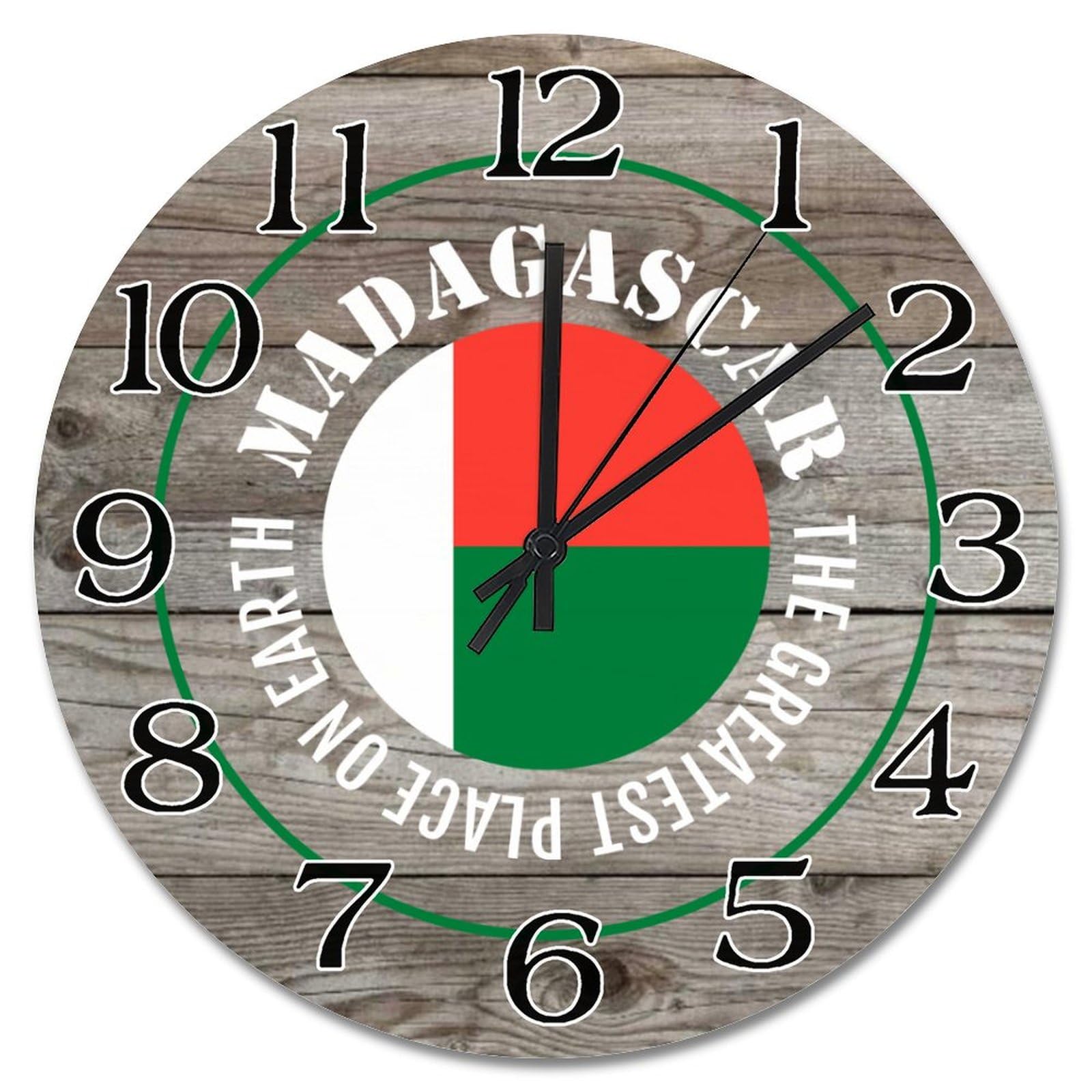 Horloge murale Madagascar suspendue : décoration de voyage à piles pour salon 38cm
