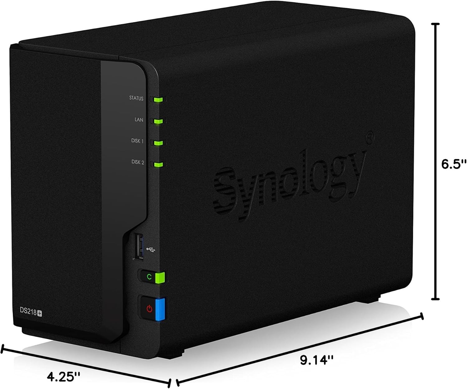 Synology DS218+ dimensions diagram