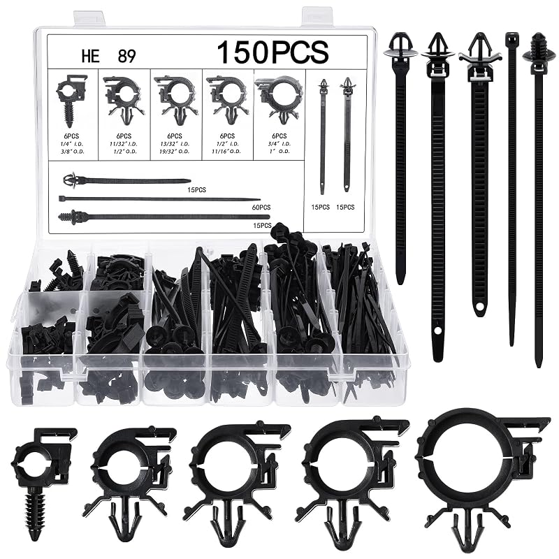 Kit de clips para chicote elétrico automotivo Funnymoom com abraçadeiras – 150 peças