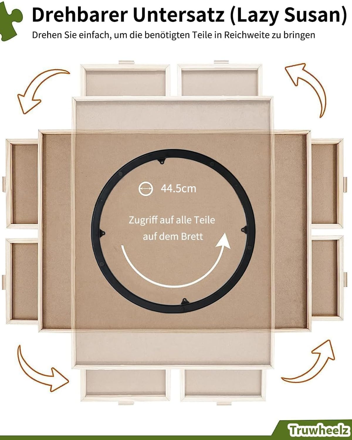 2000-Teile-Drehbares Puzzlebrett mit Schubladen und Abdeckung, 102 x 72,4 cm Tragbarer Holz-Puzzletisch für Erwachsene, Lazy Susan Drehbrett, Geburtstagsgeschenk für Mama